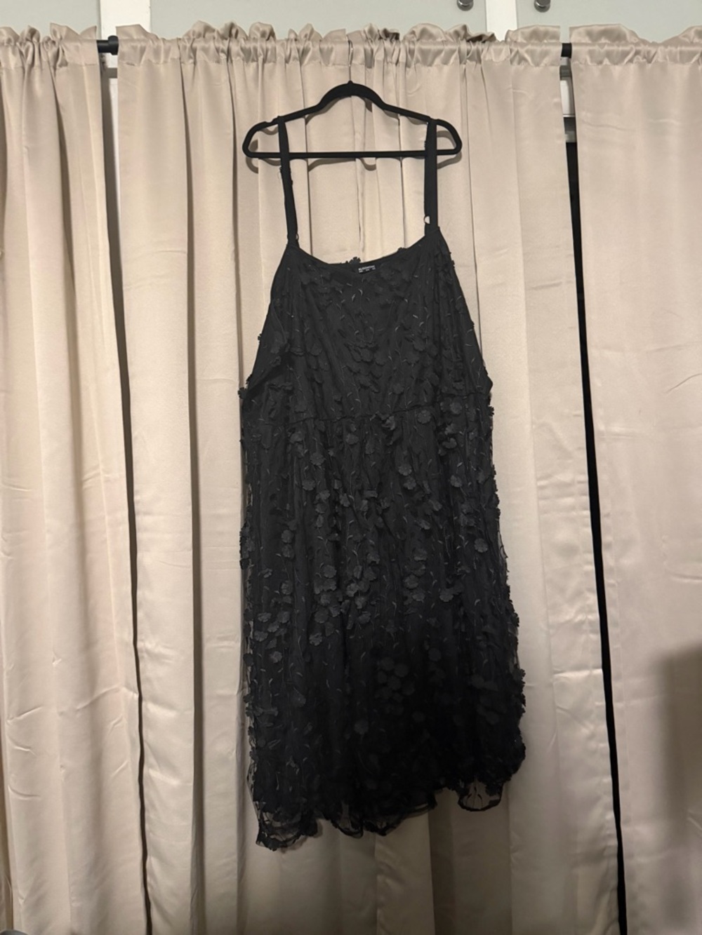 BloomChic Black Floral Appliqué Mini Dress